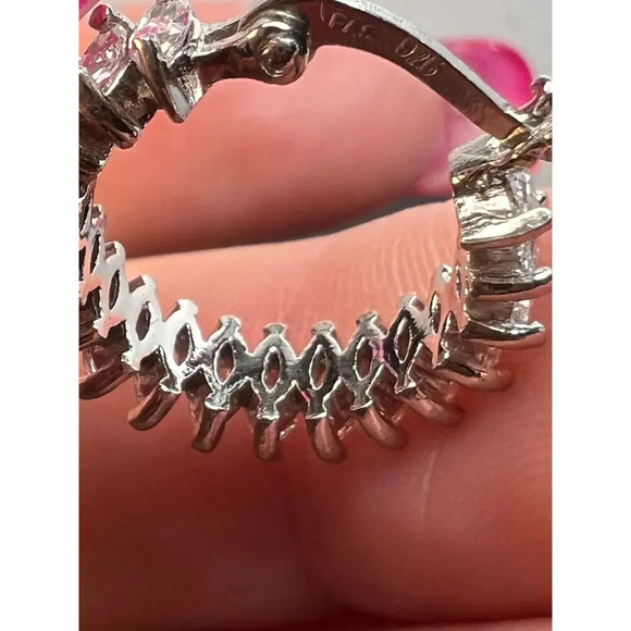 Marquis cut CZ hoop earrings in sterling silver - Picture 6 of 11